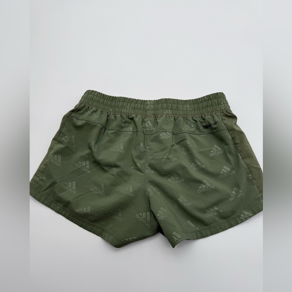 Women’s AEROREADY athletic Adidas 3-stripe Olive Green Running Shorts Sz XS - Picture 7 of 8